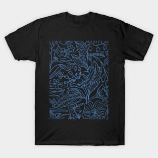 Blue floral outline print T-Shirt